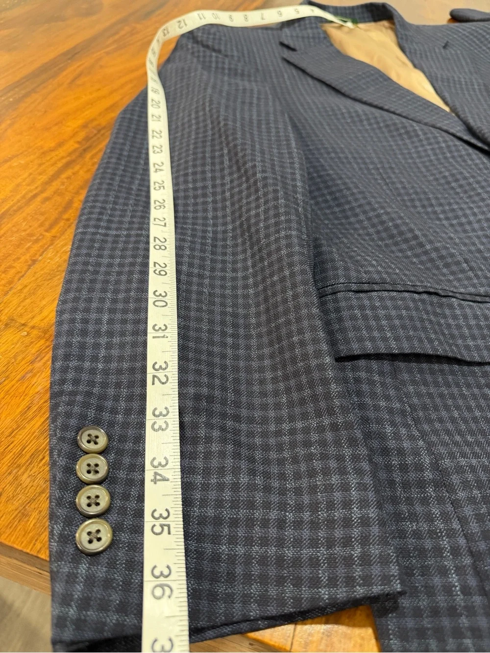 Kingsridge Wool Silk Sport Coat Men's 42R Blue Check Blazer Classic Preppy